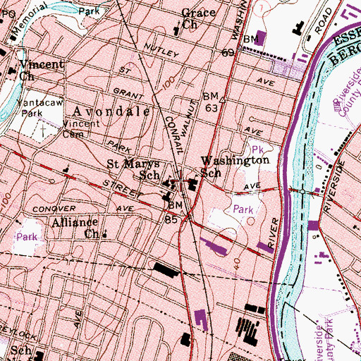Topographic Map of Saint Marys School, NJ