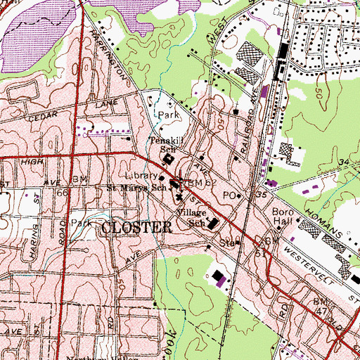 Topographic Map of Saint Marys School, NJ