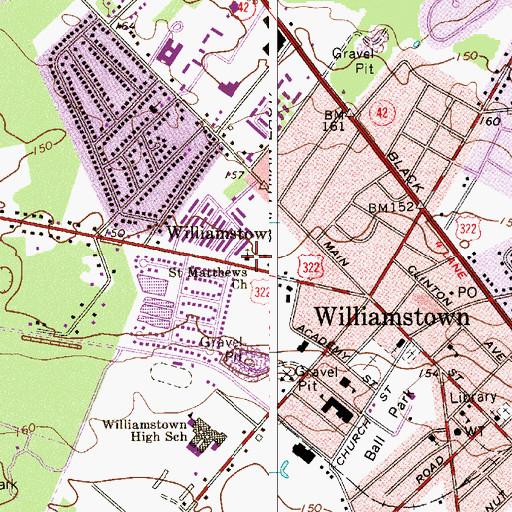 Topographic Map of Saint Matthews Church, NJ