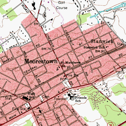 Topographic Map of Saint Matthews Church, NJ