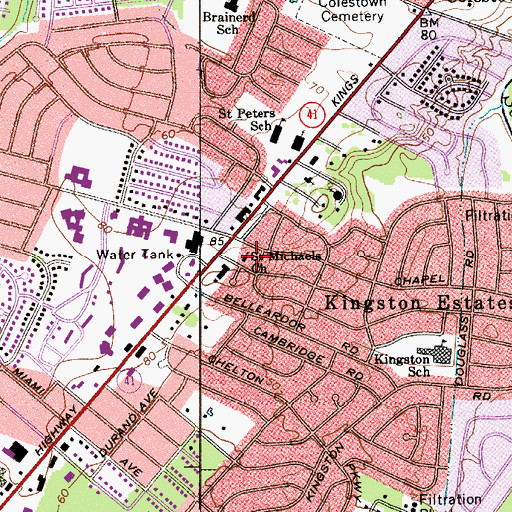Topographic Map of Saint Michaels Church, NJ