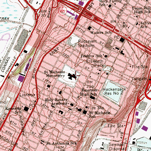Topographic Map of Saint Michaels Monastery, NJ