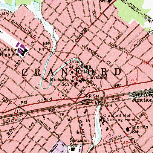 Topographic Map of Saint Michael School, NJ