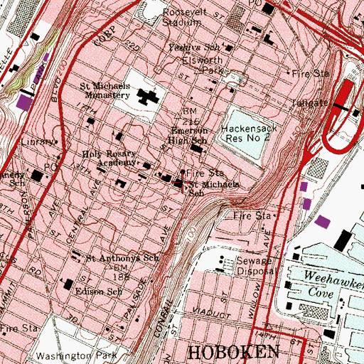 Topographic Map of Saint Michaels School (historical), NJ