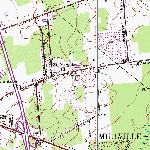 Topographic Map of Saint Nicholas Church, NJ