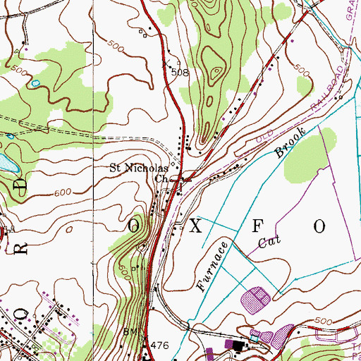Topographic Map of Saint Nicholas Church, NJ