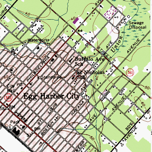 Topographic Map of Saint Nicholas School, NJ