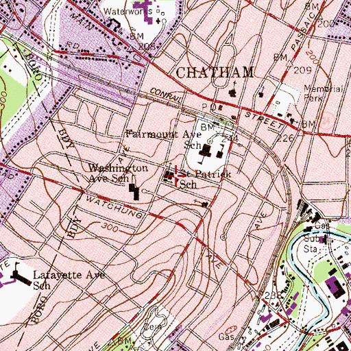 Topographic Map of Saint Patrick School, NJ