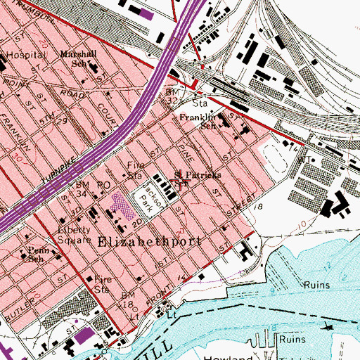 Topographic Map of Saint Patrick's Grammar School, NJ