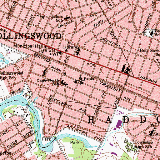 Topographic Map of Saint Pauls Church, NJ