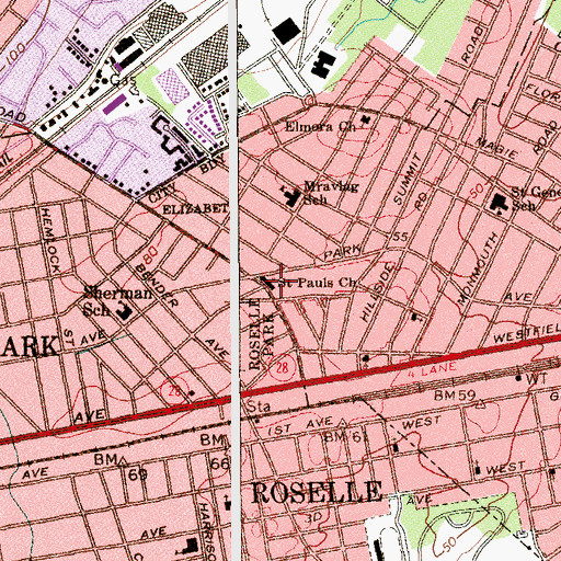 Topographic Map of Saint Pauls Church, NJ