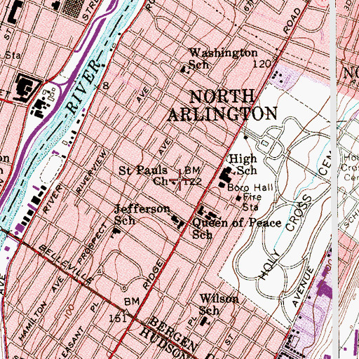 Topographic Map of Saint Paul's Episcopal Church, NJ