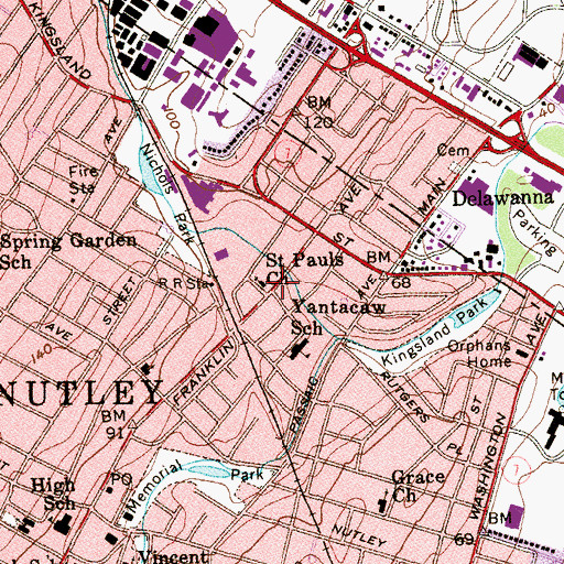 Topographic Map of Saint Paul's Congregational Church, NJ