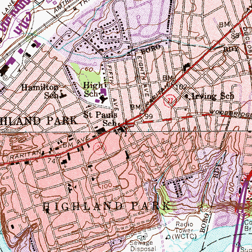Topographic Map of Saint Pauls School, NJ