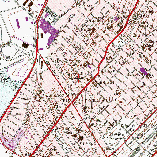 Topographic Map of Saint Pauls School, NJ