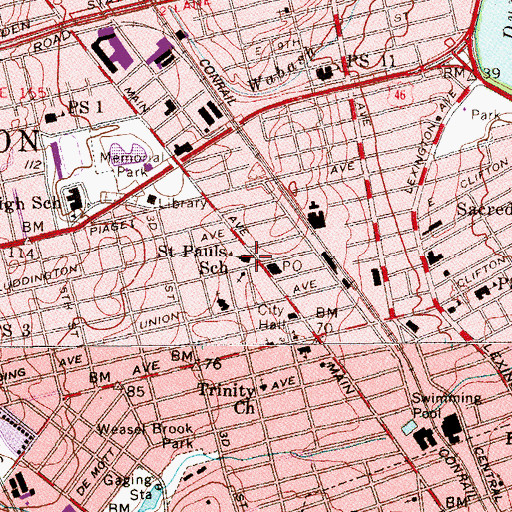Topographic Map of Saint Pauls School, NJ