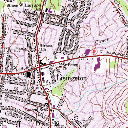 Topographic Map of Saint Peter Church, NJ