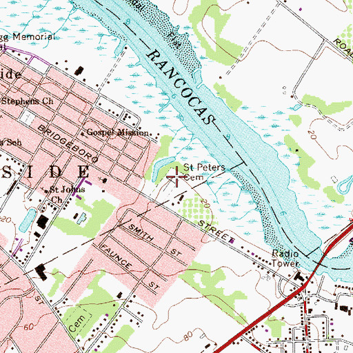 Topographic Map of Saint Peters Cemetery, NJ
