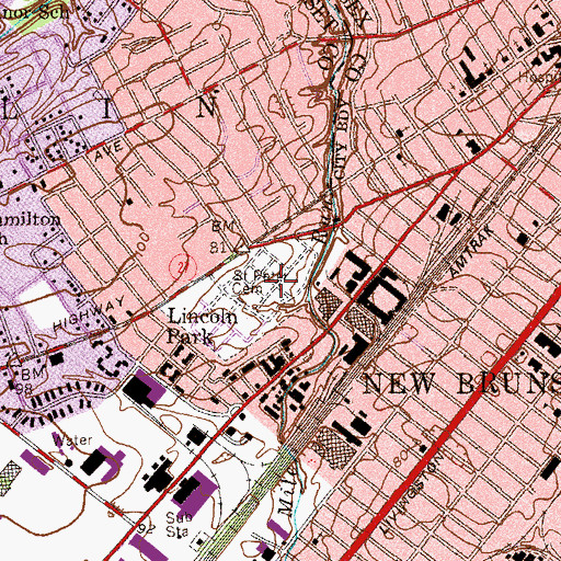 Topographic Map of Saint Peters Cemetery, NJ
