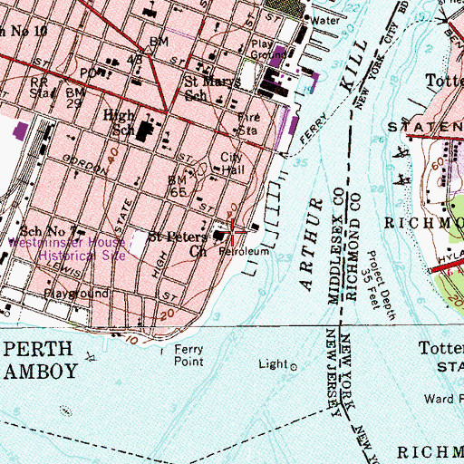 Topographic Map of Saint Peters Episcopal Church, NJ