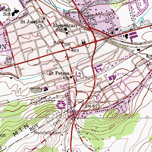 Topographic Map of Saint Peters Church, NJ