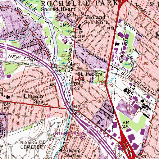 Topographic Map of Saint Peters Church (historical), NJ