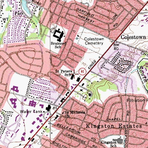 Topographic Map of Saint Peter Celestine Catholic School, NJ