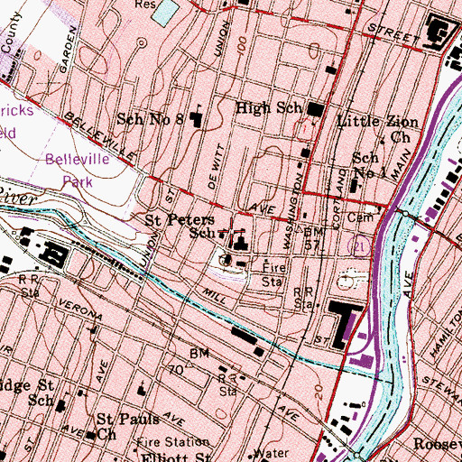 Topographic Map of Saint Peters School, NJ