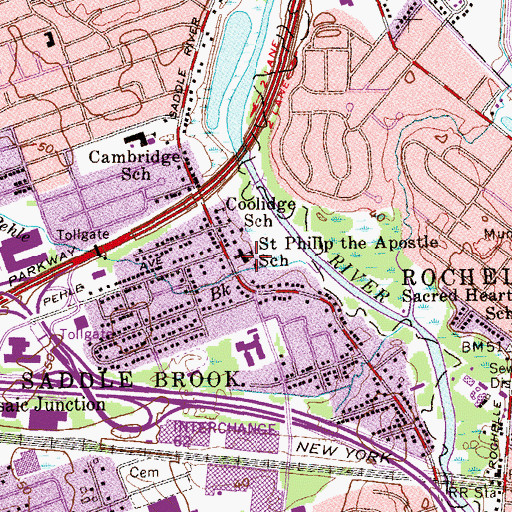 Topographic Map of Saint Phillip the Apostle School, NJ
