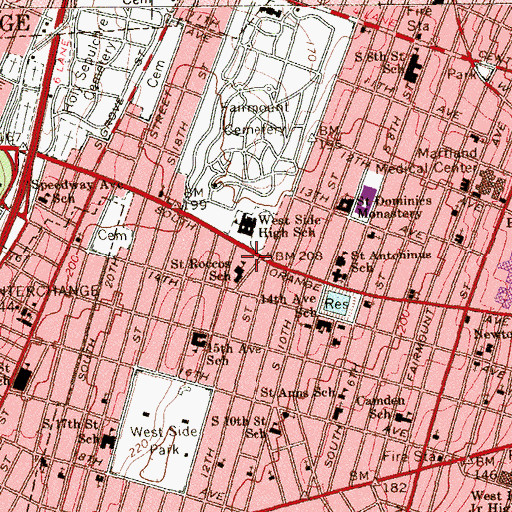 Topographic Map of Saint Roccos School, NJ