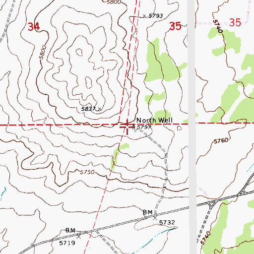 Topographic Map of North Well, AZ