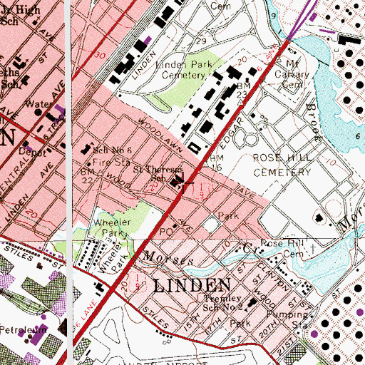 Topographic Map of Saint Theresas School, NJ