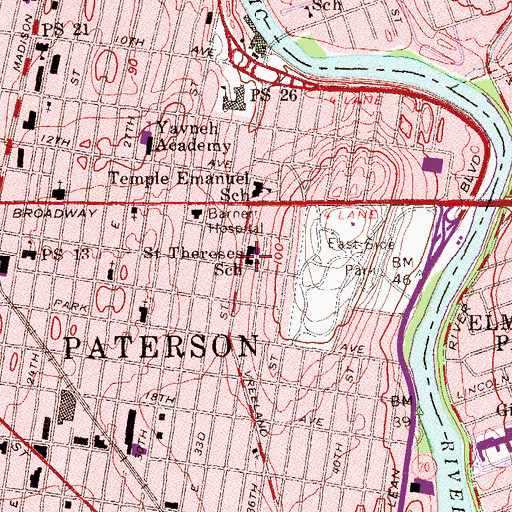Topographic Map of Saint Thereses School, NJ