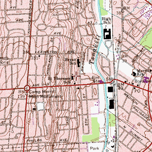 Topographic Map of Saint Thereses School, NJ