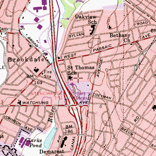 Topographic Map of Saint Thomas School, NJ