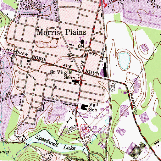 Topographic Map of Saint Virgil's Parochial School, NJ