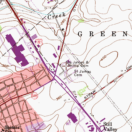 Topographic Map of Saint Philip Cemetery, NJ