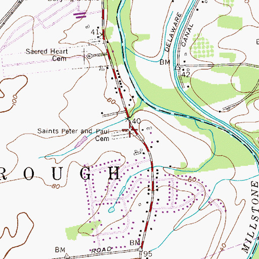 Topographic Map of Saints Peter and Paul Cemetery, NJ
