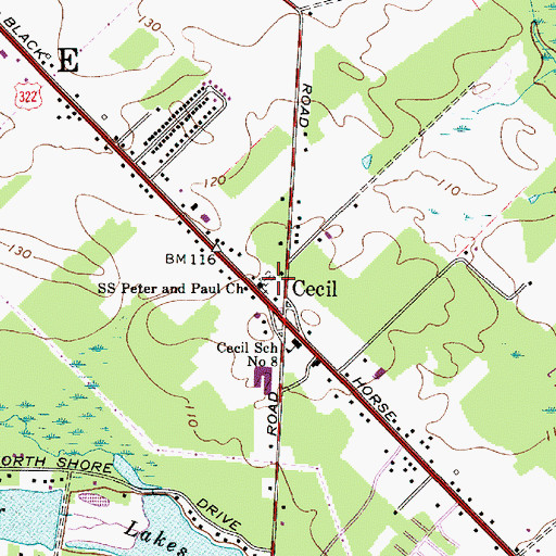 Topographic Map of Saints Peter and Paul Church, NJ