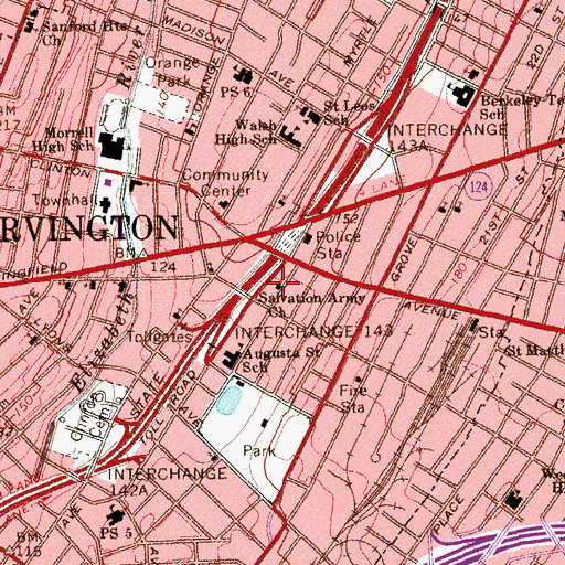 Topographic Map of Salvation Army Church, NJ