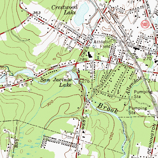 Topographic Map of San Jacinto Lake, NJ