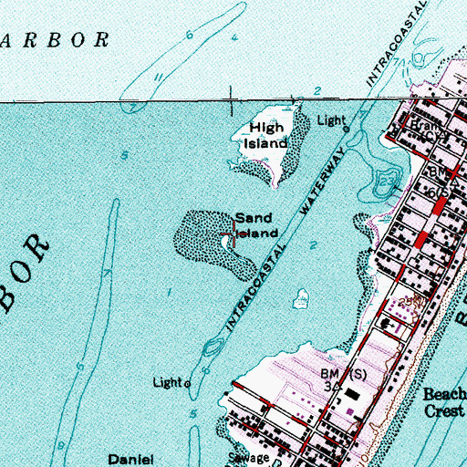 Topographic Map of Sand Island, NJ