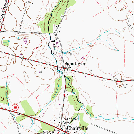 Topographic Map of Sandtown, NJ