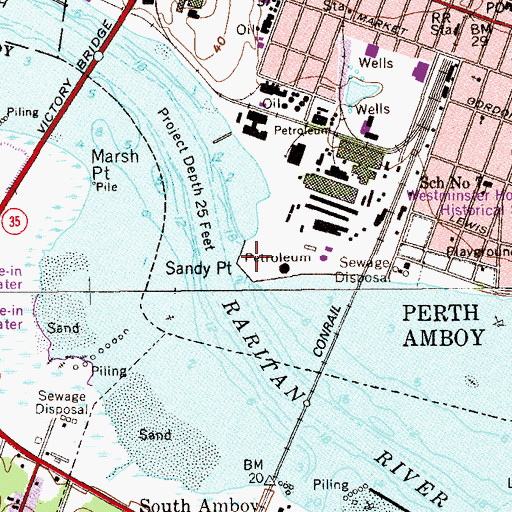 Topographic Map of Sandy Point, NJ