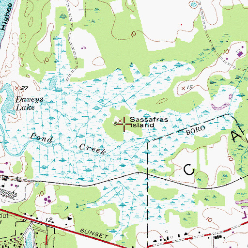 Topographic Map of Sassafras Island, NJ