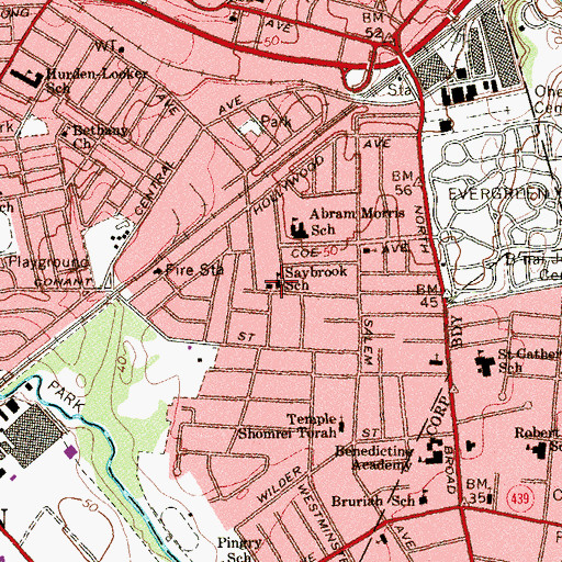Topographic Map of Saybrook Elementary School, NJ