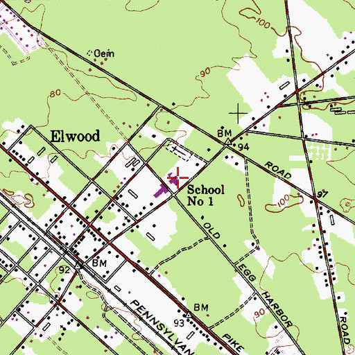 Topographic Map of School Number 1, NJ