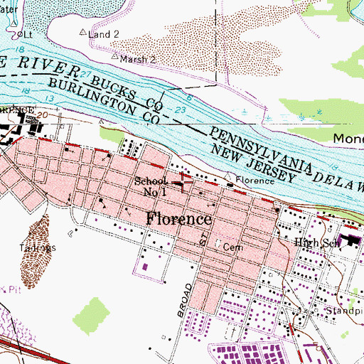 Topographic Map of School Number 1, NJ