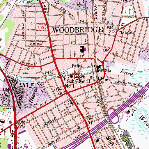 Topographic Map of Ross Street Elementary School, NJ