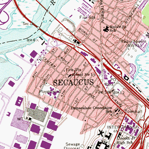 Topographic Map of School Number 1, NJ